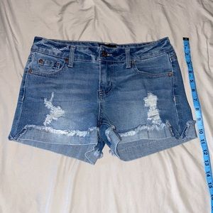 Ripped Lightwash Denim Shorts